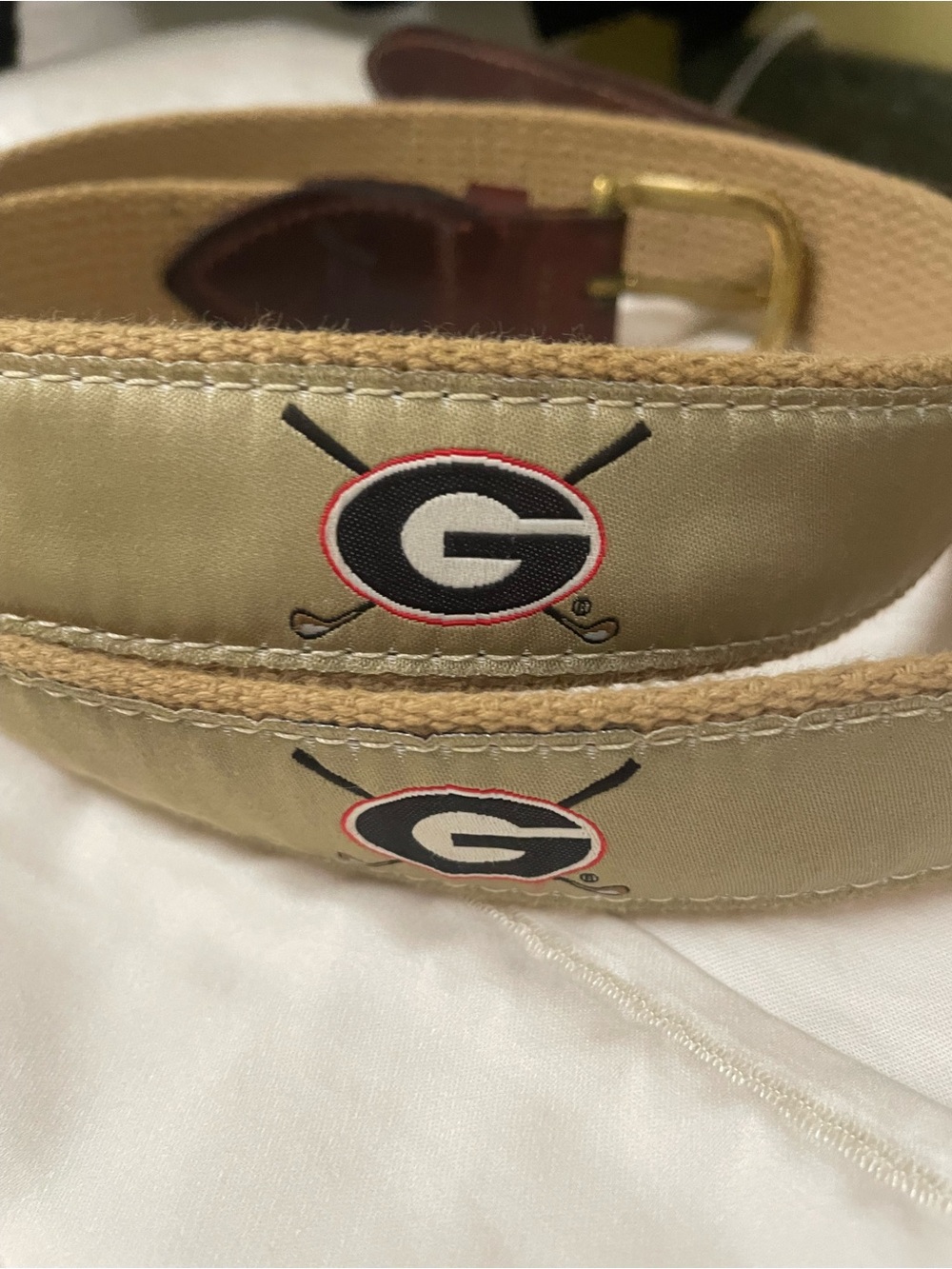 Jardine University of Georgia Embroidered Beige Golf Belt - Men's